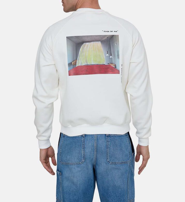 سويت شيرت قطن بشعار على الصدر