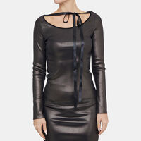 Lux Neck Tie Metallic Blouse