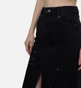 Farm Rio Richelieu Denim Midi Skirt, Model View