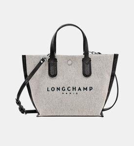 حقيبة بنمط سلة صغيرة مطرزة بشعار