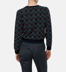 The Kooples Contrasting Diamond Pattern Cropped Cardigan, Model View