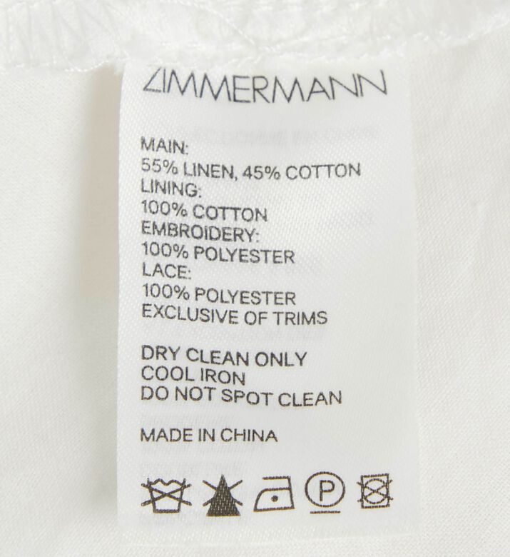 Zimmerman Zimmermann Embroidered Lace Trim Linen Mini Dress, Packshot View