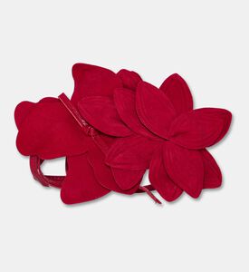 Hereu Corola Leather Floral Tie Handle, Red, Packshot View