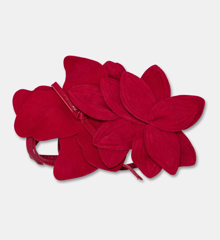 Hereu Corola Leather Floral Tie Handle, Red, Packshot View