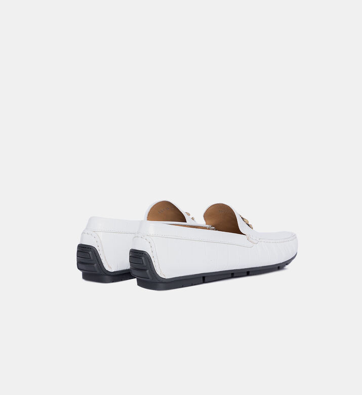 Leather Embossed Buckle Loafers Leather Embossed Buckle Loafers