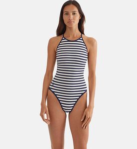 لباس سباحة قطعة واحدة برقبة عالية ريترو