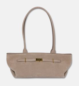 Demellier The New York Elongated Suede Shoulder Bag, Light-taupe, Packshot View
