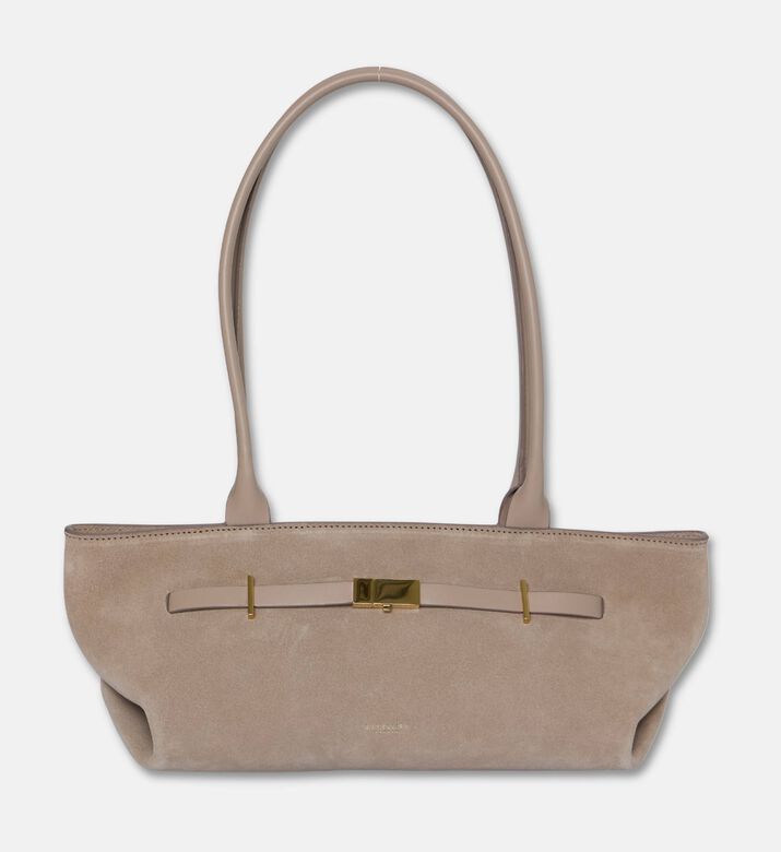 Demellier The New York Elongated Suede Shoulder Bag, Light-taupe, Packshot View