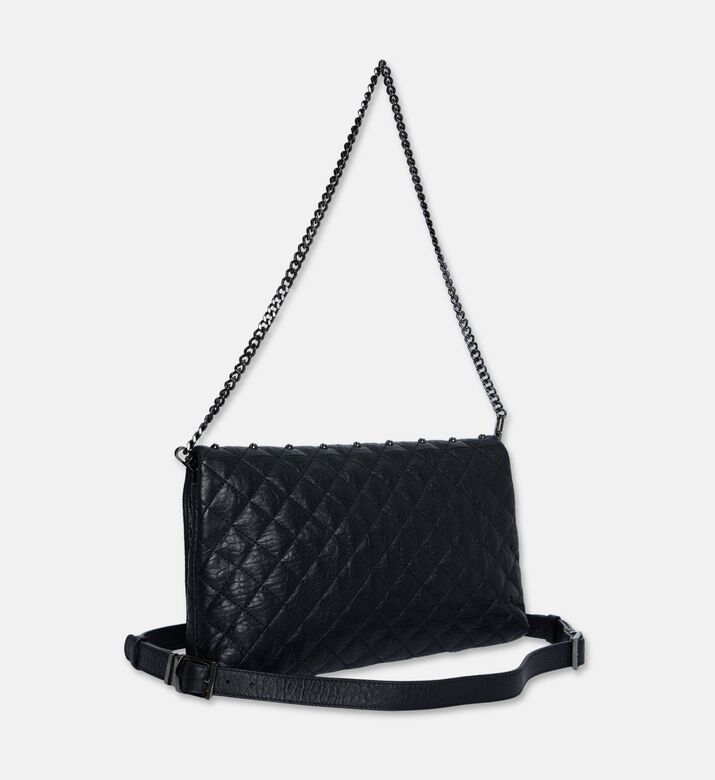 The Kooples Heritage Medium Leather Pouch, Black, Packshot View