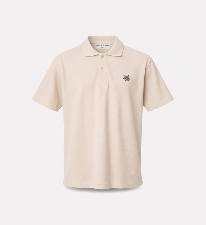 Maison Kitsune Contrast Embroidered Patch Polo Shirt, Off-white, M, Packshot View