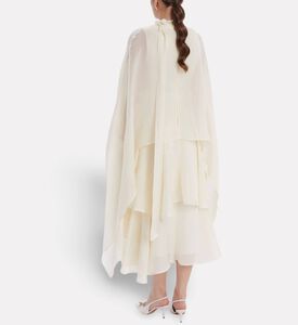 Poca and Poca Cape-style Sleeves Tiered Mini Dress, Model View