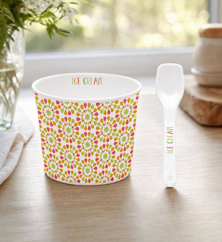 Easy Life Floral Design Ice Cream Bowl, Model View