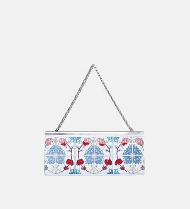 Tilework Pattern-embroidered Clutch