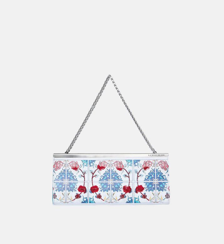 Tilework Pattern-embroidered Clutch