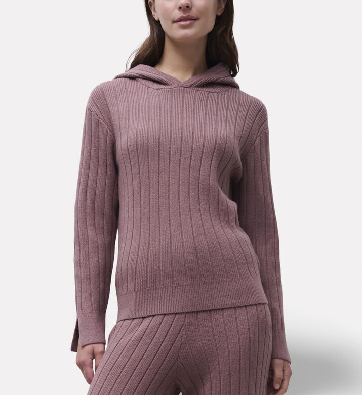 Chantelle Ribbed Knit Hooded Sweater, Model View