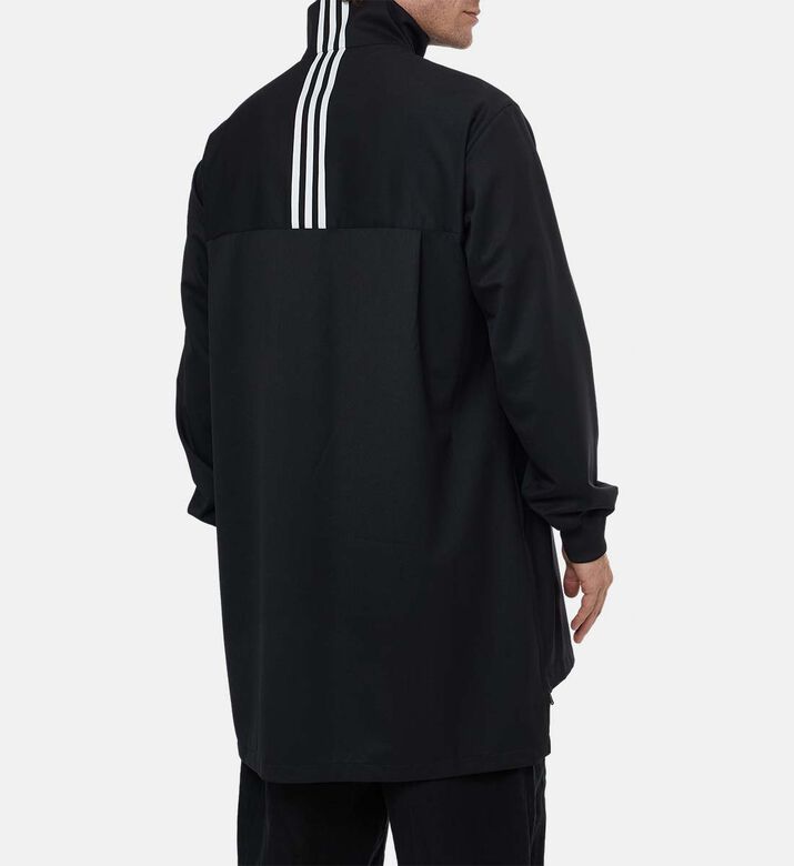 جاكيت طويل الأكمام بياقة عالية وحافة منقسمة وسحاب كامل