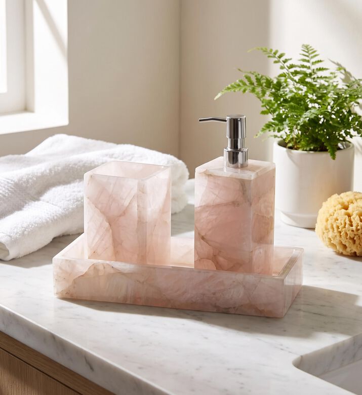 Home Deco and More Quartz Marble 4-piece Bathset, Model View