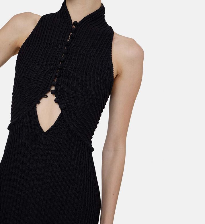 Ribbed Cut-out Halter Mini Dress