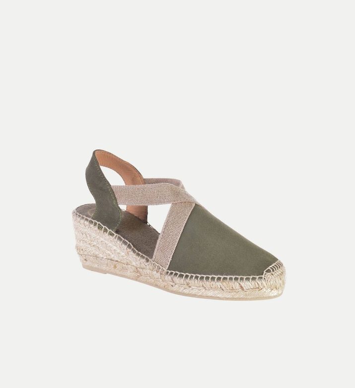 Toni Pons Tona Suede Leather Mid-wedge Closed-toe Espadrille, Khaki, Eu-36, Packshot View