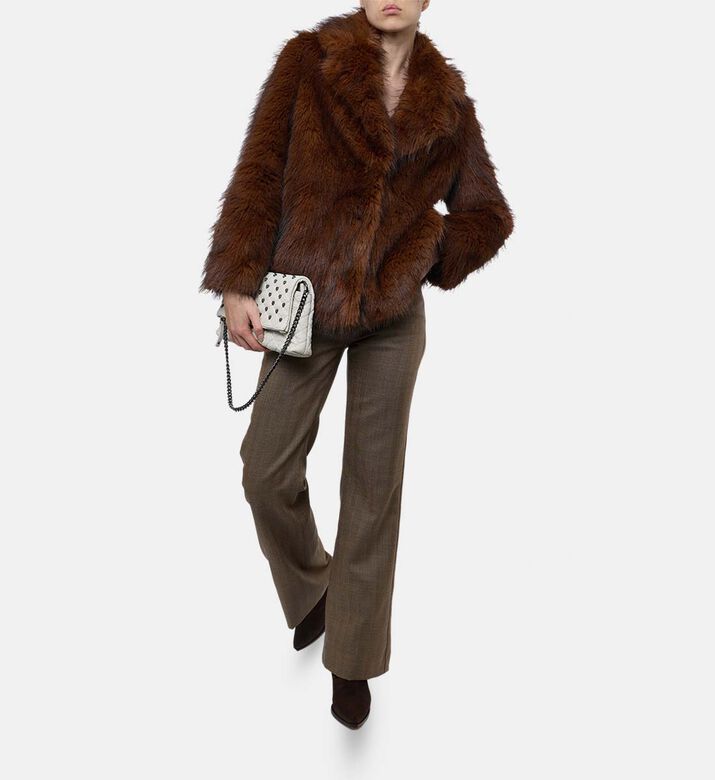 The Kooples Checkered Flared Knit Trousers, Model View