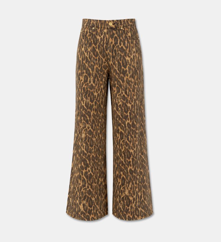 Ganni Leopard-print Wide-leg Jeans, Packshot View