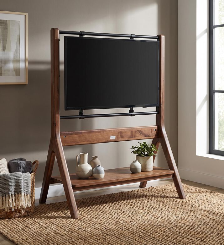 Home Deco and More Davis Wood Lacquered-finish Tv Stand, Walnut, Packshot View