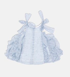 فستان بأكمام كاب مكشكش بقماش مخطط