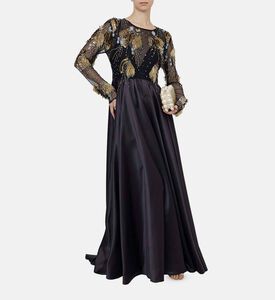 Black Satin Slitted Gown