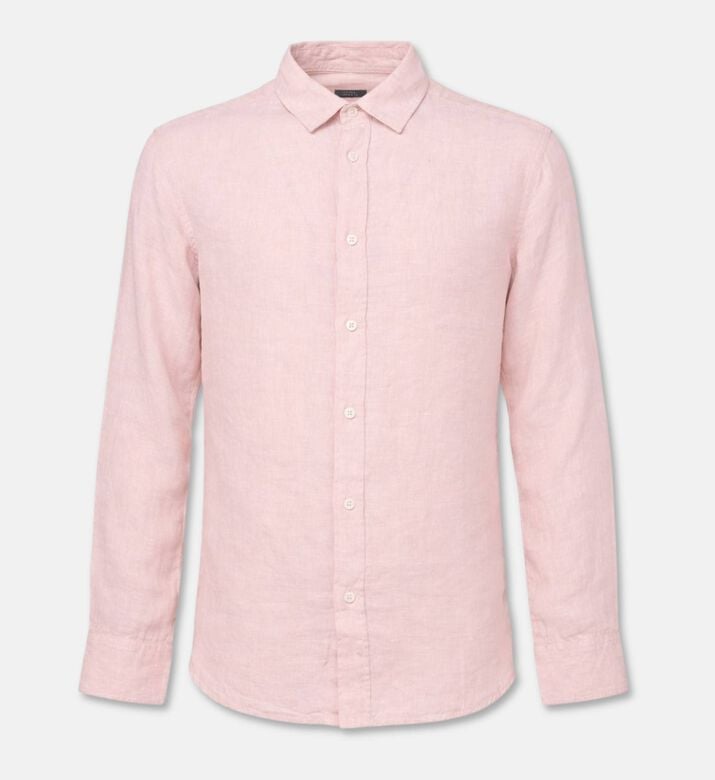 Galeries Lafayette Linen Button-down Classic Collar Shirt, Light-pink, M, Packshot View