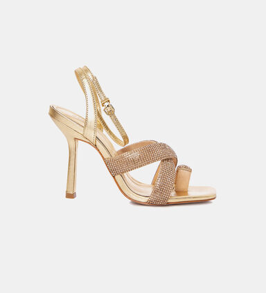Leather Metallic High Heel Sandals