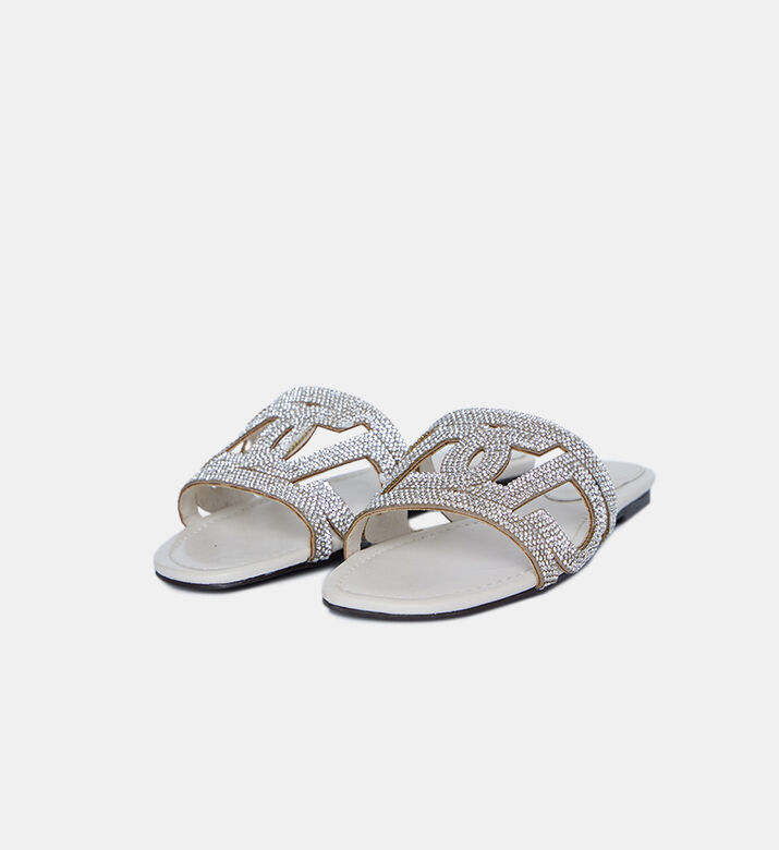 Rhinestone Strap Flat Sandal