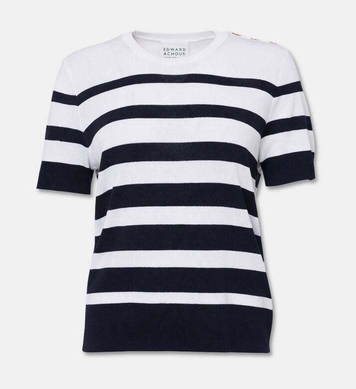 Edward Achour Paris Knit Horizontal Stripes Top, Packshot View