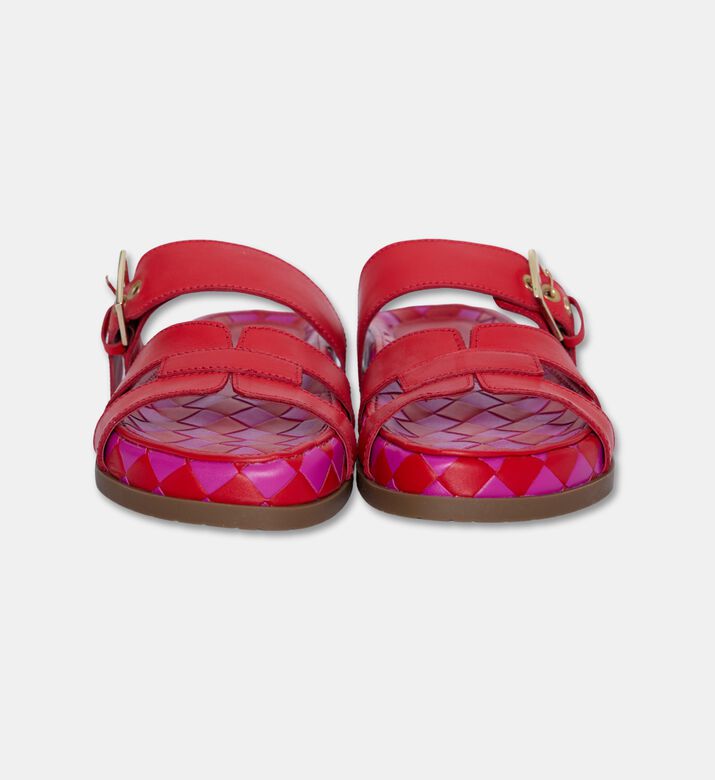 Arezzo Leather Multi-strap Slippers, Red, Eu-39, Packshot View