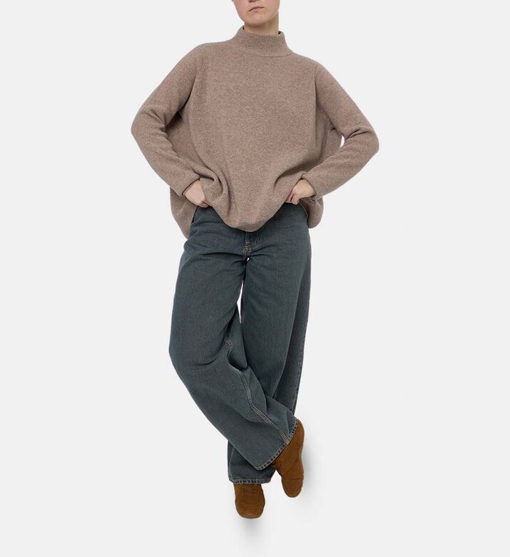 Beatrice B Knit High Neck Long-sleeve Sweater, Walnut, L, Model View