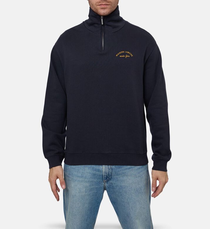 Maison Labiche Fleece Zip-up Collar Sweatshirt, Model View