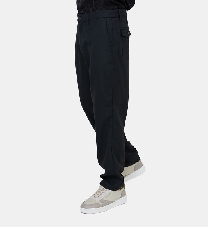 بنطال عريض الساقين بخصر متوسط