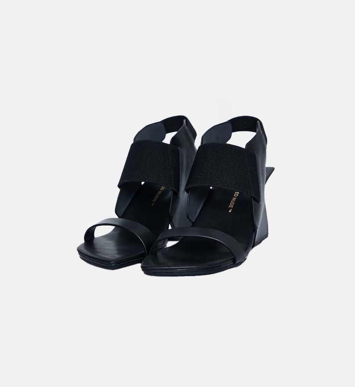 Sculptural Heel Square Toe Sandal