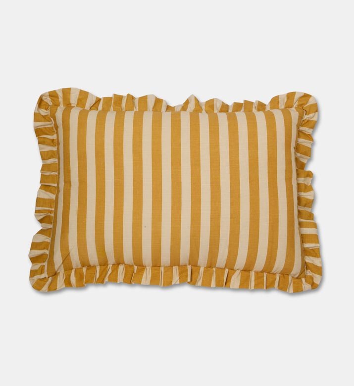 Home Deco and More Linea Ruffled Cushion, Yellow, 40x60-cm, Packshot View