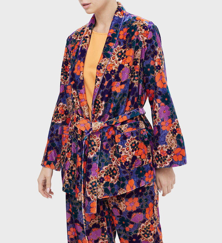 Velour Printed Kimono Jacket Velour Printed Kimono Jacket