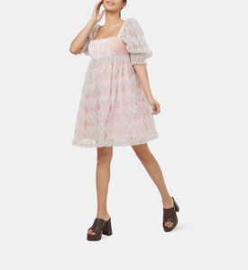 فستان دوتشيس قصير بتأثير التول