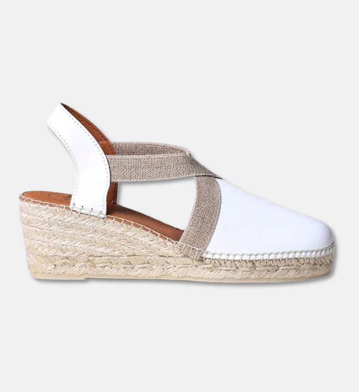 Toni Pons Tossa Metallic Leather Mid-wedge Closed-toe Espadrille, White, Eu-41, Packshot View