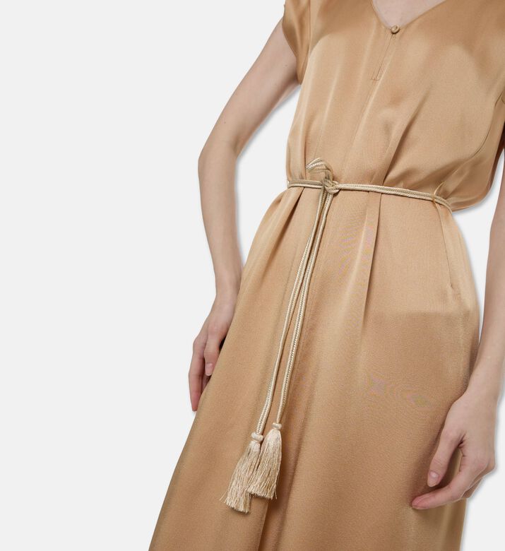 Forte-Forte Short-sleeve V-neck Flared Dress, Model View