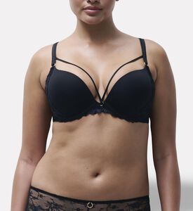 Chantelle Strappy Lace Push-up Bra, Black, 90, E, Model View