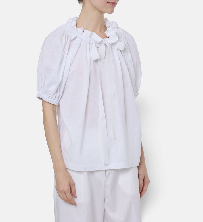 Patou Ruffled Bow Collar Top, Model View