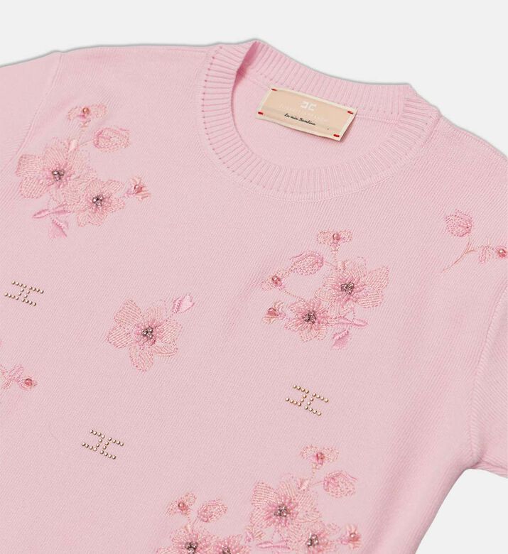 La Mia Bambina Knit Short-sleeve Crewneck Top, Packshot View