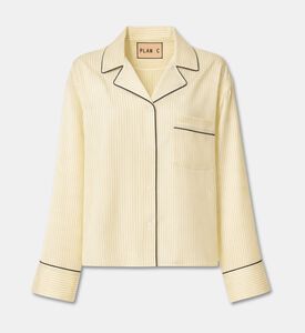 Plan C Satin Striped Long-sleeve Shirt, Yellow, 40, Packshot View