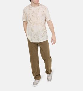 تيشيرت بياقة مستديرة وطبعة ثعبان