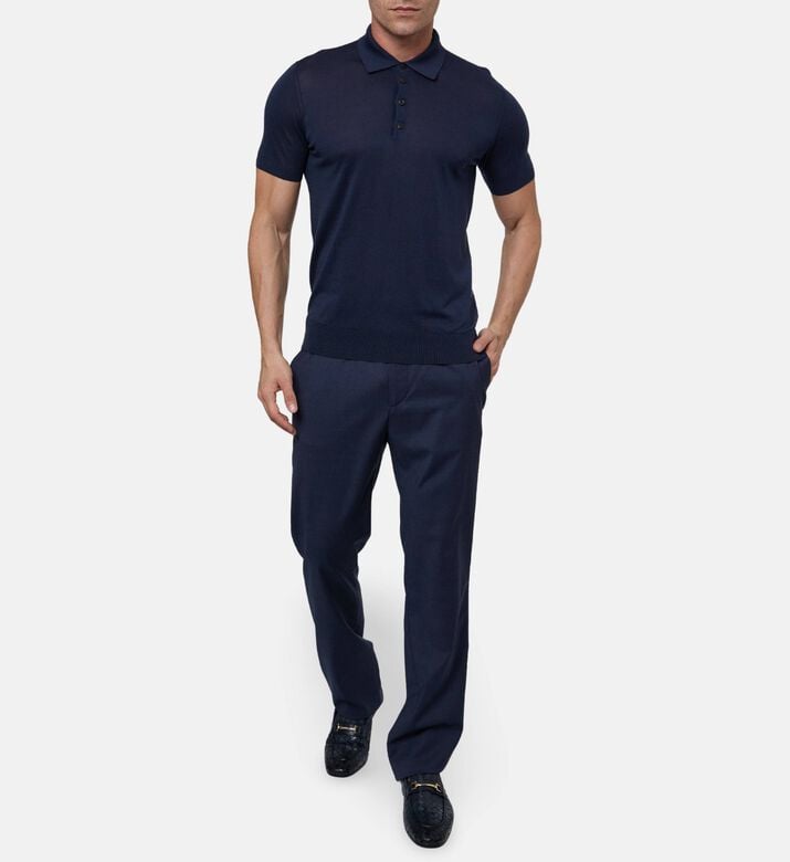 Pal Zileri Traditional Collar Polo, Navy, 56, Model View