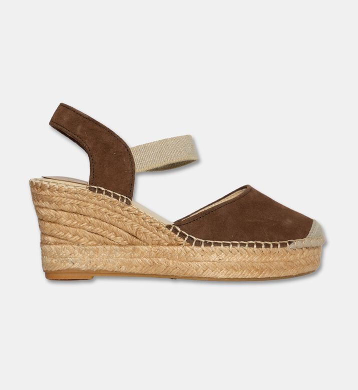 Salvi Suede Ankle-strap Wedge Espadrille, Brown, Eu-41, Packshot View
