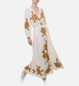 Forte-Forte Embroidered Wrap Maxi Dress, Model View